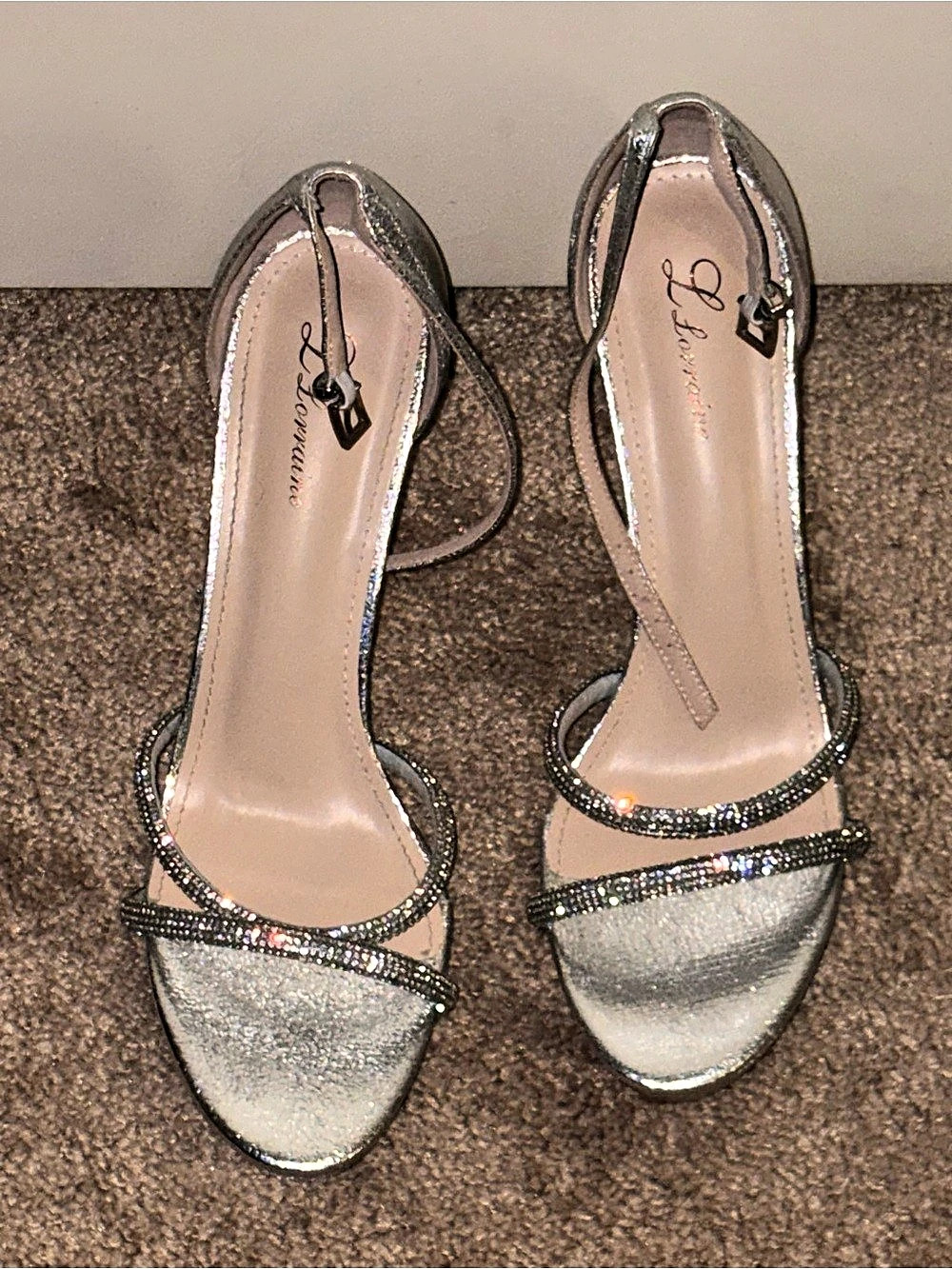 L'Amour des Pieds Silver Embellished Heels US 9.5